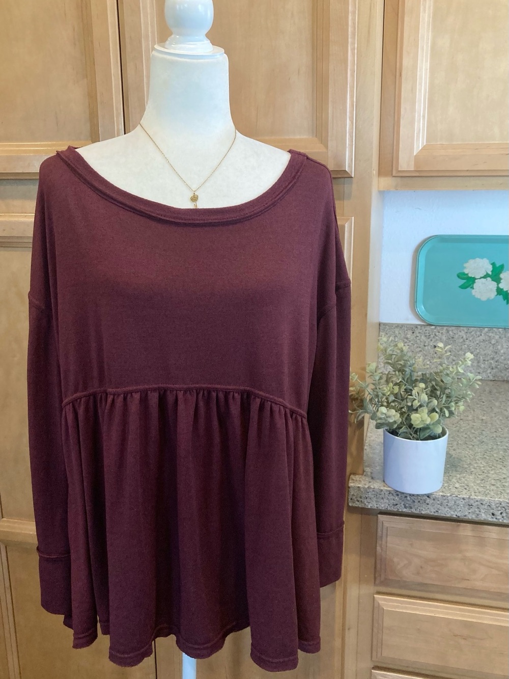 Free People Relaxed Soft Top in Deep Wine